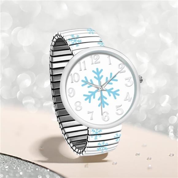 Christmas Theme Women Watch Large 38mm White Face Stretch Band Watches main image 7